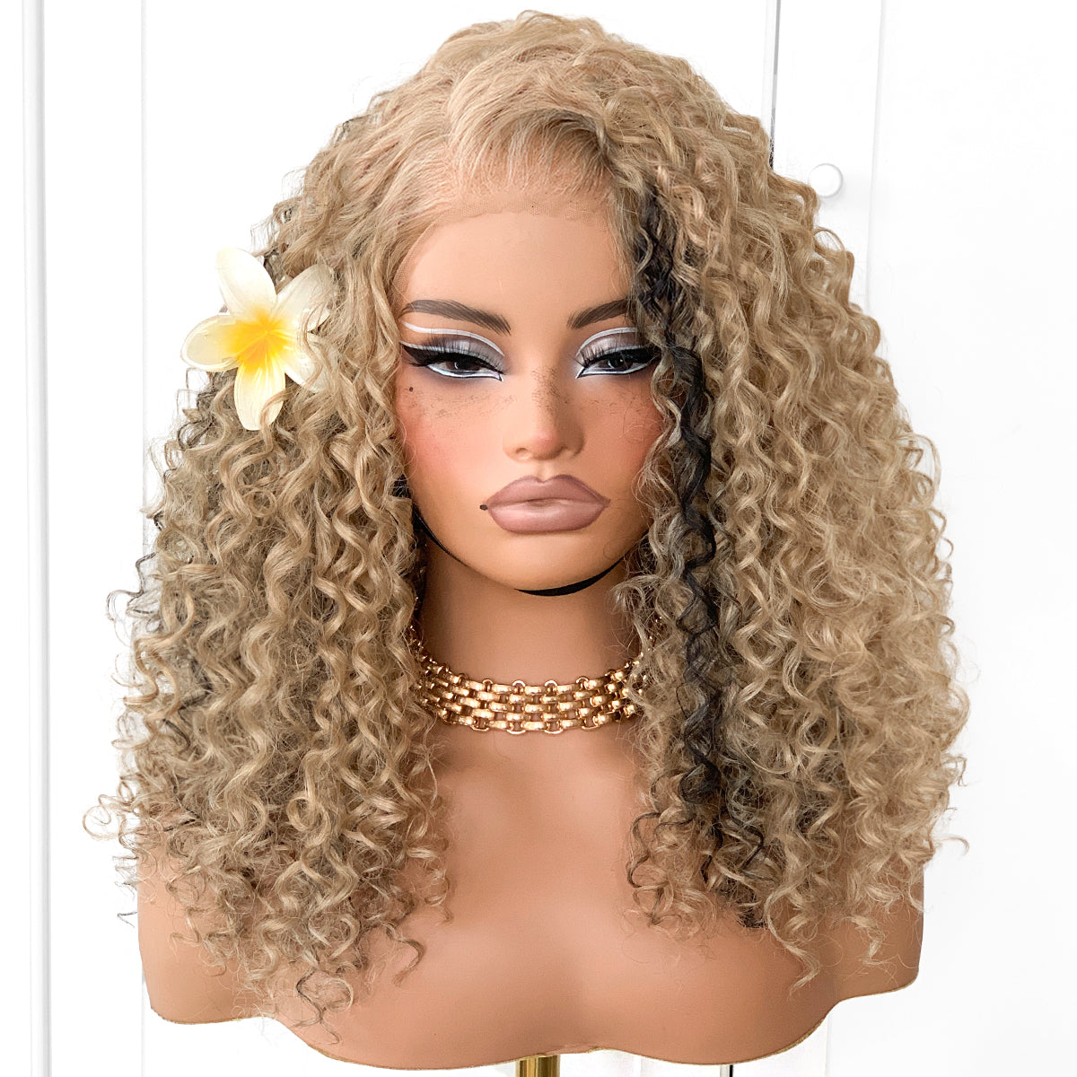 13x6 Curly Wig Wear And Go Glueless Wig Pre-Plucked Synthetic Lace Front Wig Pre-Cut Afro Kinky Layred Wig With Natural Hairline 18 Inch