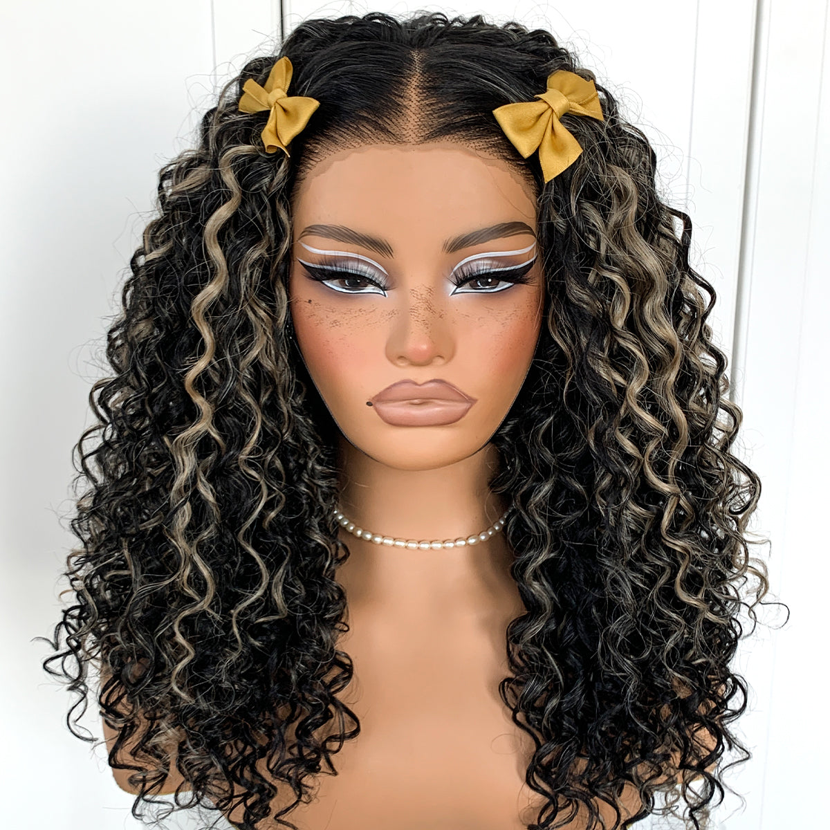 Highlights Lace Front Curly Wig Pre-Plucked Wear And Go Glueless Wig Black And White HD Lace Afro Wig Kinky Curly Wig