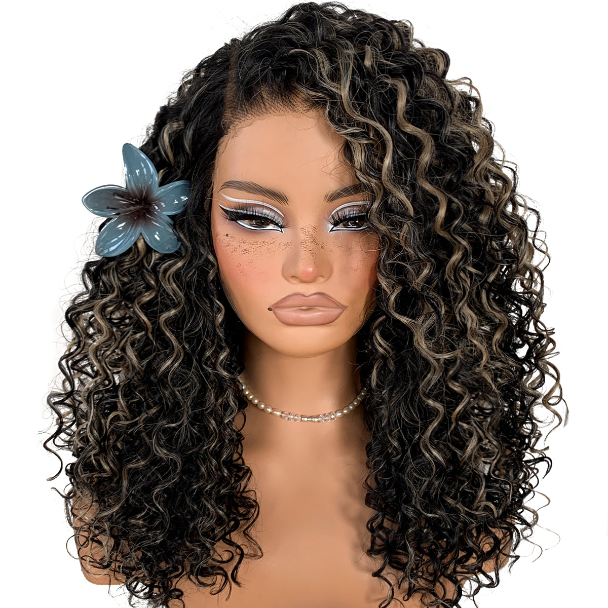 Highlights Lace Front Curly Wig Pre-Plucked Wear And Go Glueless Wig Black And White HD Lace Afro Wig Kinky Curly Wig