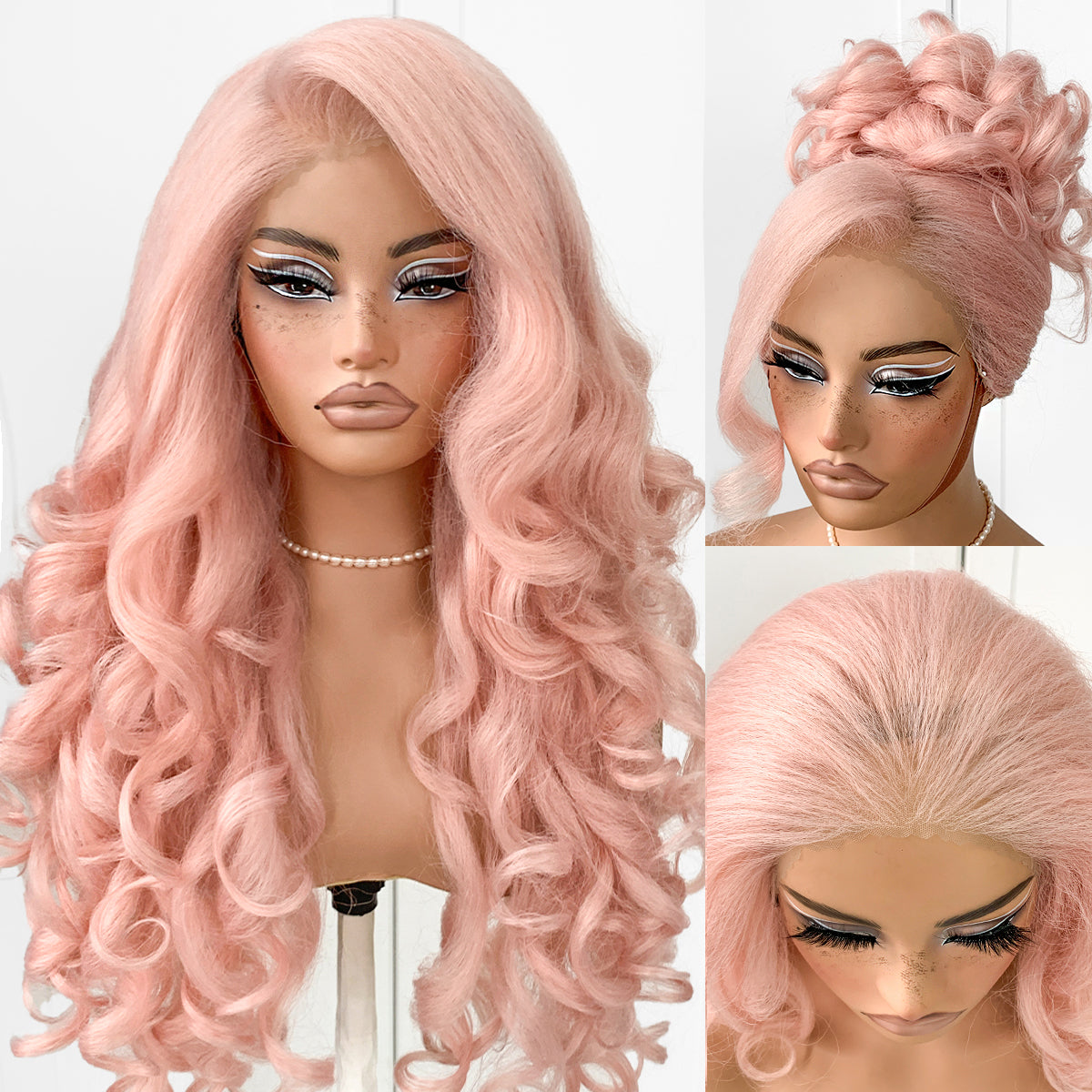 MITIMES 13x6 Pink Glueless Lace Front Wigs Pre-Plucked Yaki Crazy Body Wave HD Lace Wig Synthetic Wear And Go Glueless Wig Pre-Cut