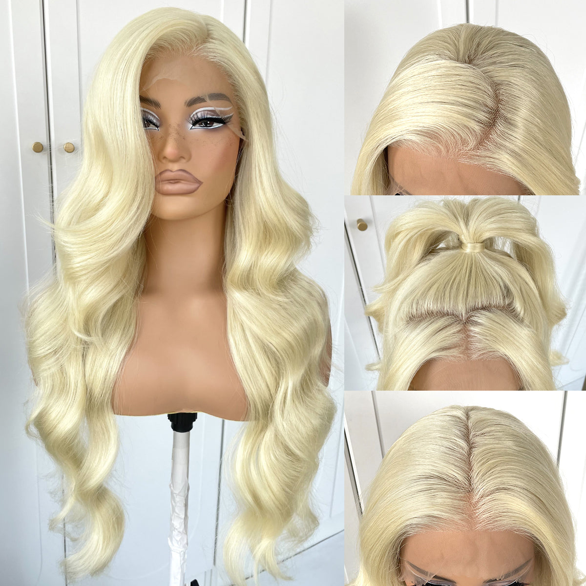 MITIMES 13x6 Wig Glueless Lace Front Wigs Pre Plucked Synthetic Body Wave blonde wig Wear and Go lace front wig for black women