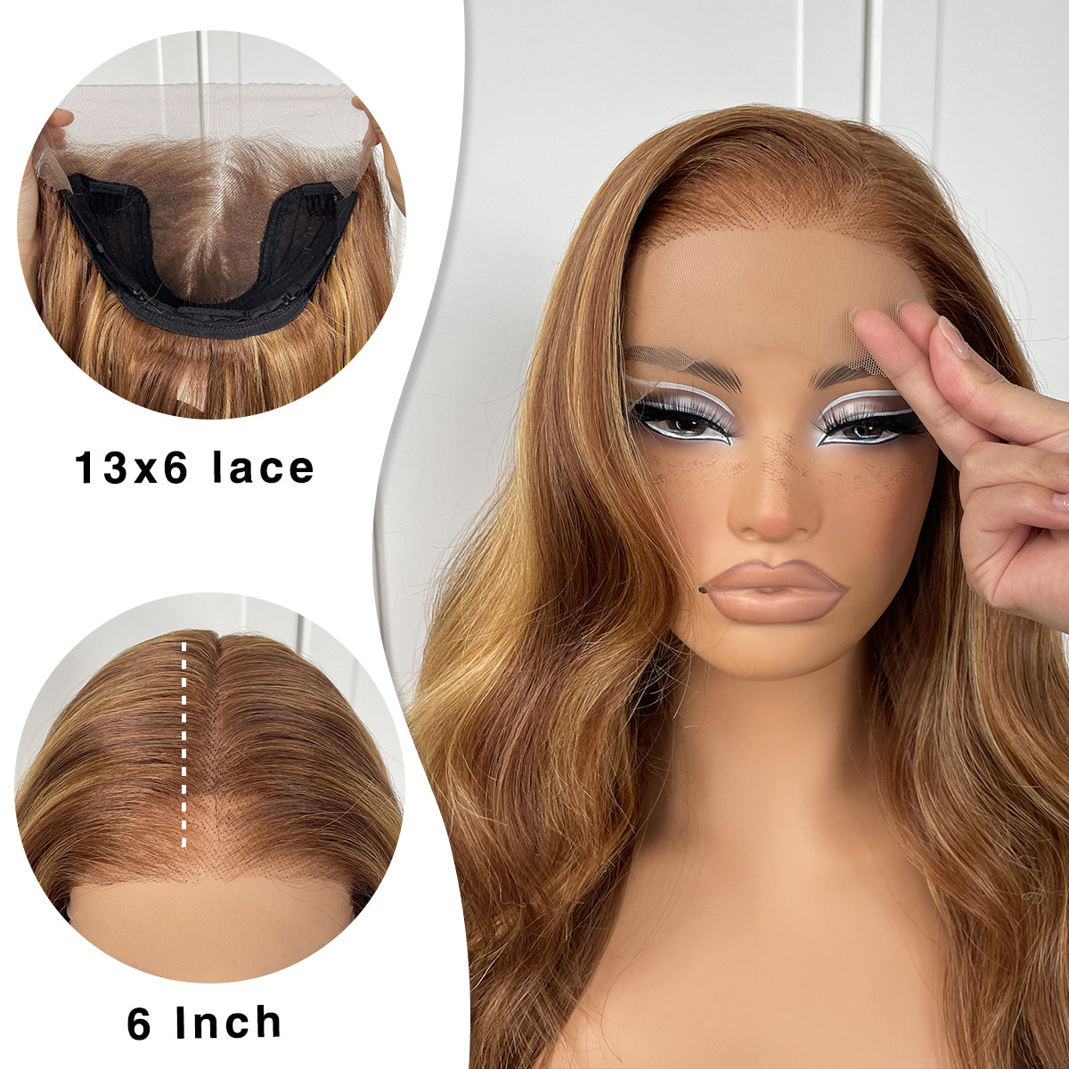 MITIMES 13x6 Highlight Ombre Glueless Lace Front Wigs Pre Plucked Synthetic Ready To Wear Honey blonde Lace Front Wig Body Wave Wig For Women