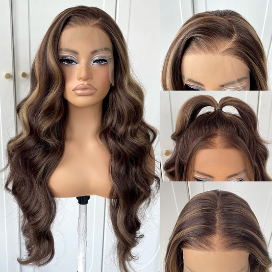 MITIMES 13x6 Glueless HD Lace Front Wigs Pre Plucked Honey Blonde Synthetic Lace Front Wigs Ready To Wear Highlight Lace Front Wig For Black Women