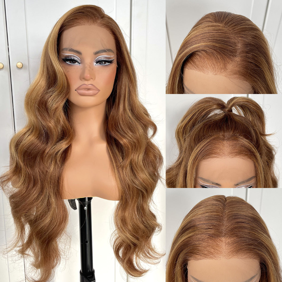 MITIMES 13x6 Wig Glueless Lace Front Wigs Pre Plucked Synthetic Body Wave blonde wig Wear and Go lace front wig for black women