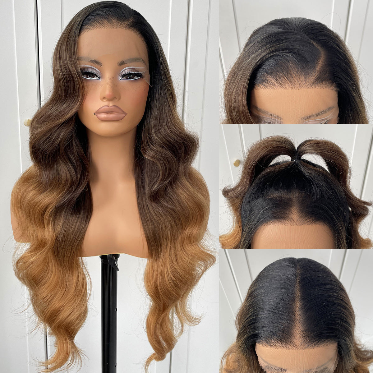 MITIMES 13x6 Wig Glueless Lace Front Wigs Pre Plucked Synthetic Body Wave blonde wig Wear and Go lace front wig for black women