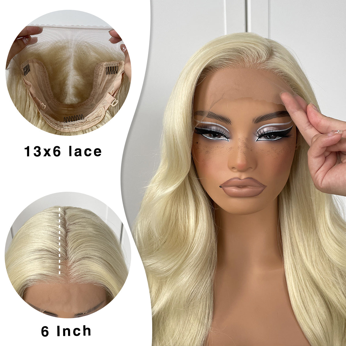 MITIMES 13x6 613 HD lace front wig glueless White wigs Synthetic lace front wig pre plucked pre cut 613 body wave Wear And Go Lace front wig For cosplay party