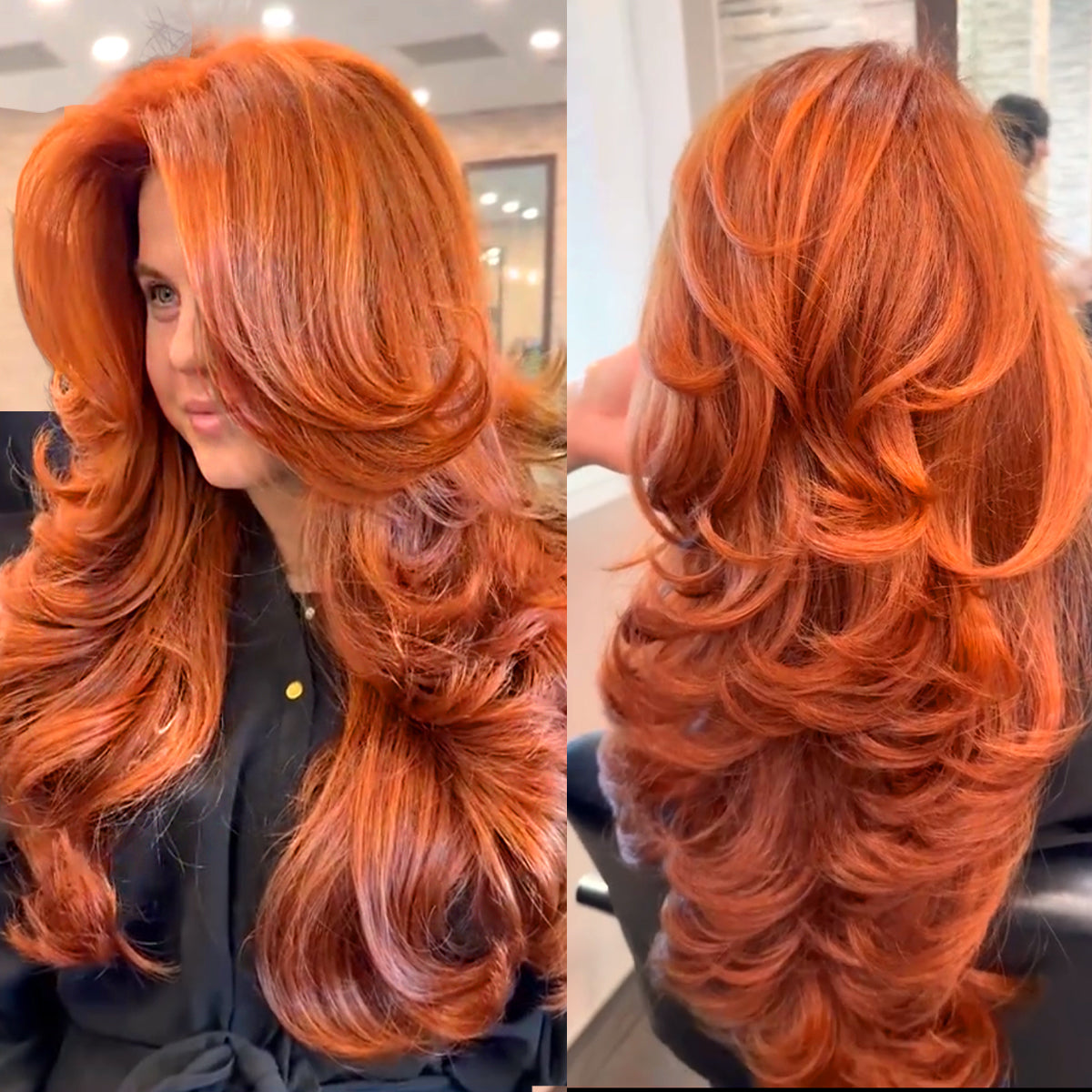 Feather Layered Hair Cuting Style Long 13x6 Synthetic Lace Front Wig Wear and Go Glueless Natural Hairline Ginger Wig