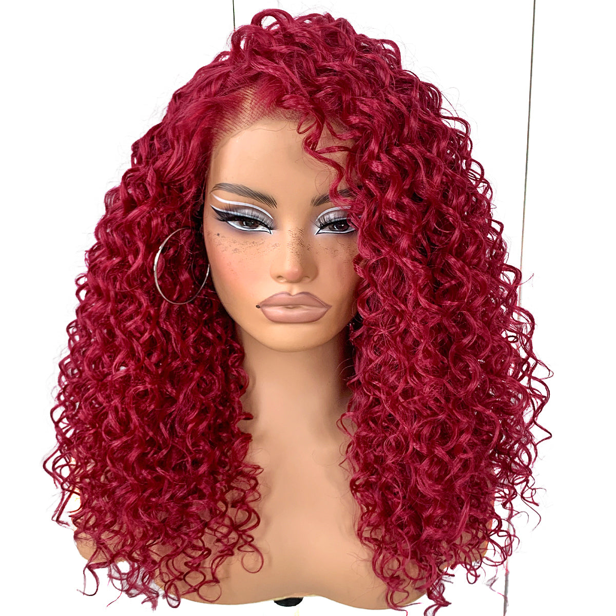 13x6 Red Curly Wig Synthetic Lace Front Wig Pre-Plucked Wear And Go Glueless Afro Wig HD lace frontal wig For Black Women