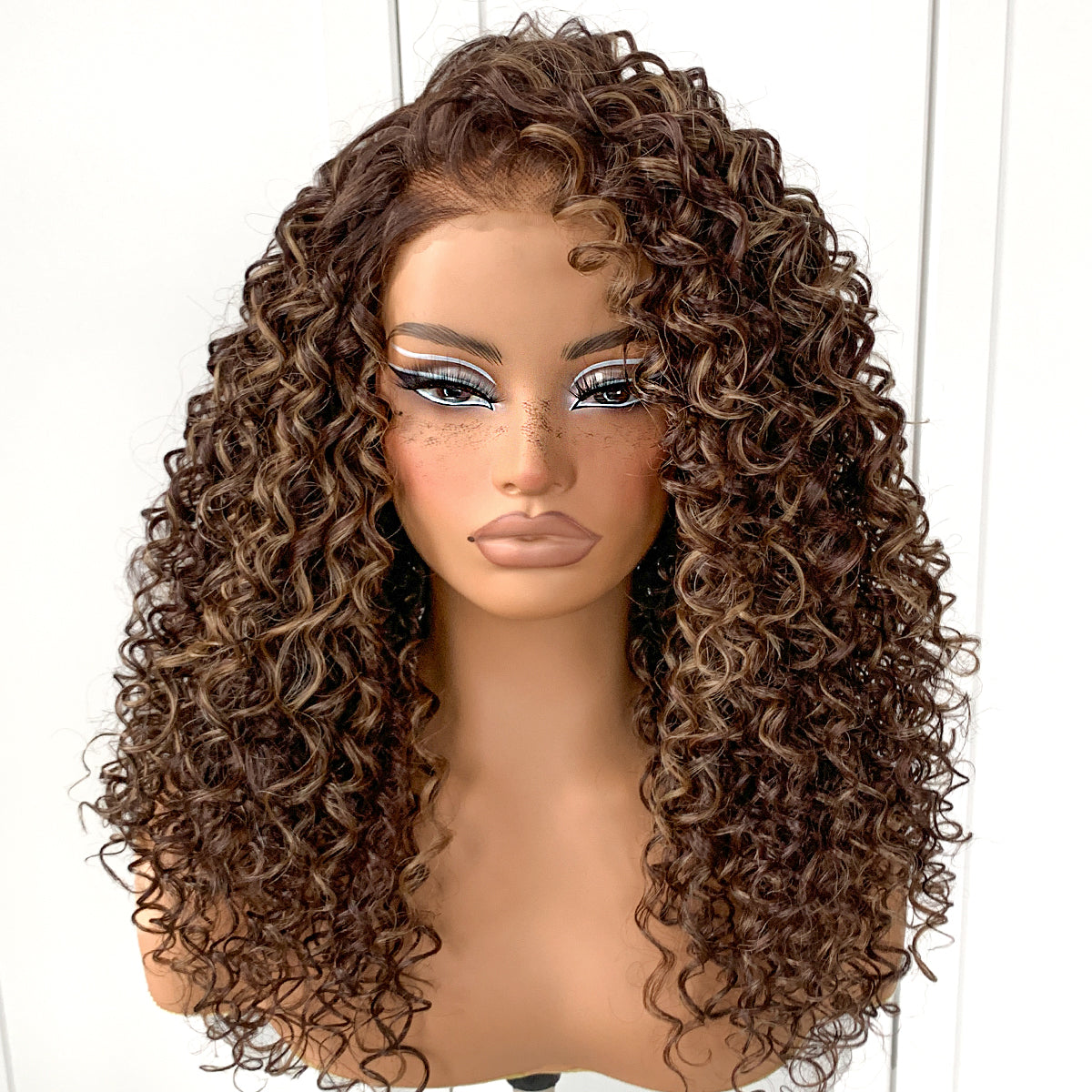 MITIMES Wear And Go Glueless Wig Pre-Plucked Honey Blonde Curly Wig Synthetic Lace Front Wig 13x6 Highlights Afro Wig For Black Women