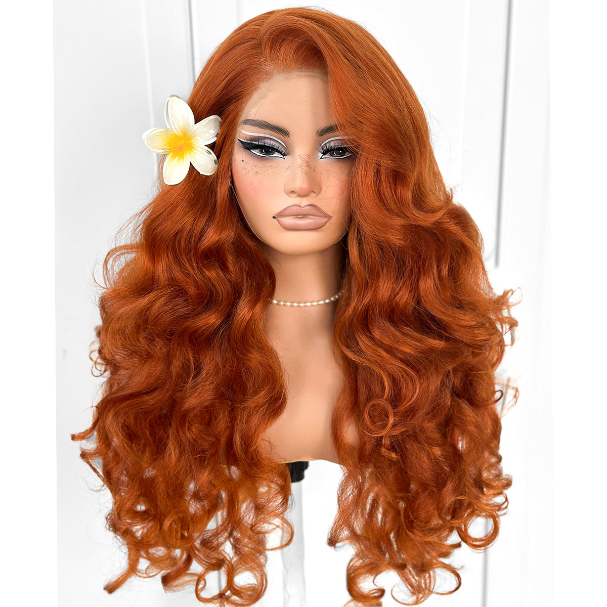 MITIMES Glueless Lace Wig Pre-Plucked Ginger 13x6 Yaki Crazy Body Wave Wig Pre-Cut Synthetic Ginger Wear And Go Wig With Natural Hairline