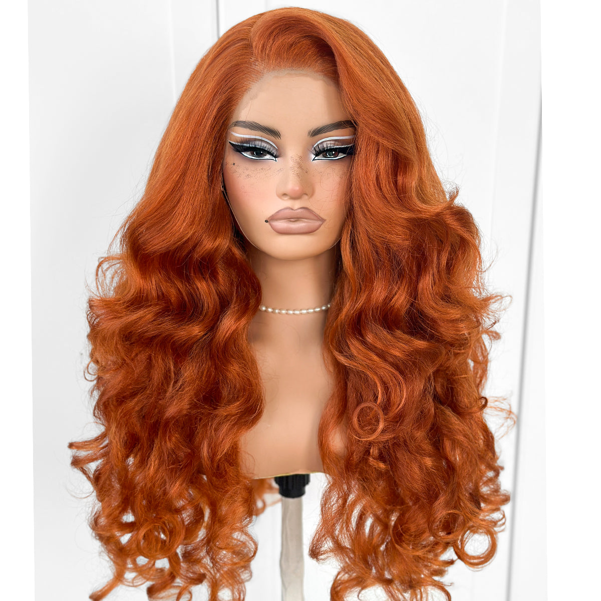 MITIMES Glueless Lace Wig Pre-Plucked Ginger 13x6 Yaki Crazy Body Wave Wig Pre-Cut Synthetic Ginger Wear And Go Wig With Natural Hairline