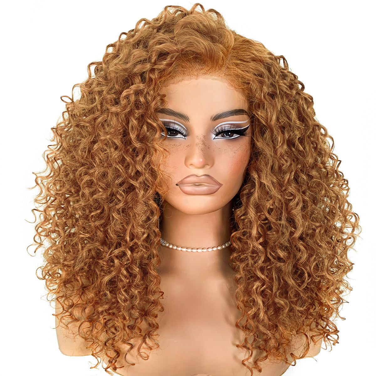 Honey Blonde Curly Wig Wear And Go Glueless Wig Pre-Plucked Synthetic HD Lace Frontal Wig 13x6 Afro Wig Blonde Kinky Curly