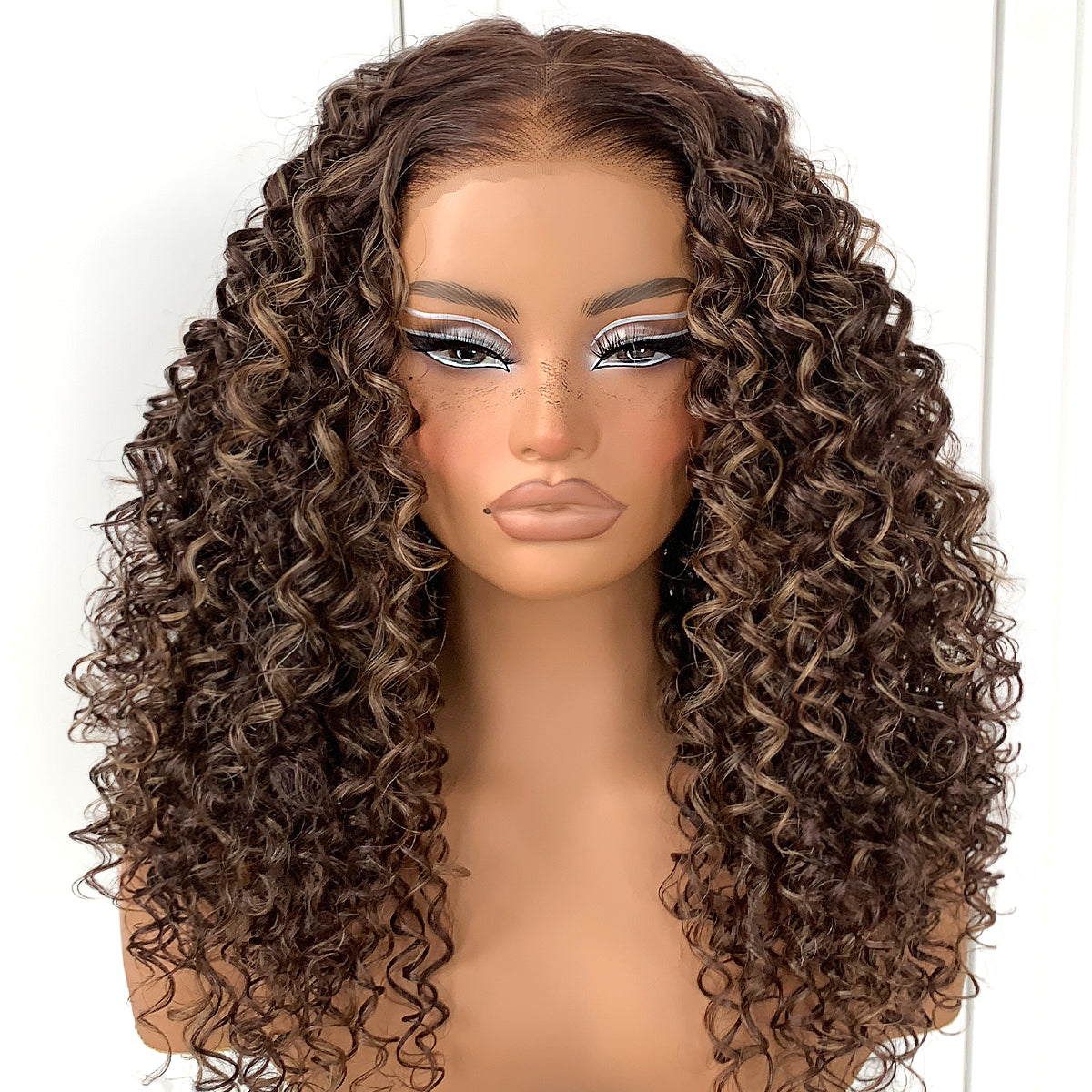 MITIMES Wear And Go Glueless Wig Pre-Plucked Honey Blonde Curly Wig Synthetic Lace Front Wig 13x6 Highlights Afro Wig For Black Women